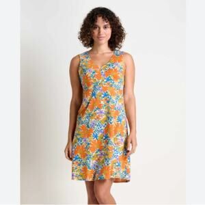 Toad & Co Dress Medium Rosemarie A-Line Barley Floral Hidden Pocket Athletic